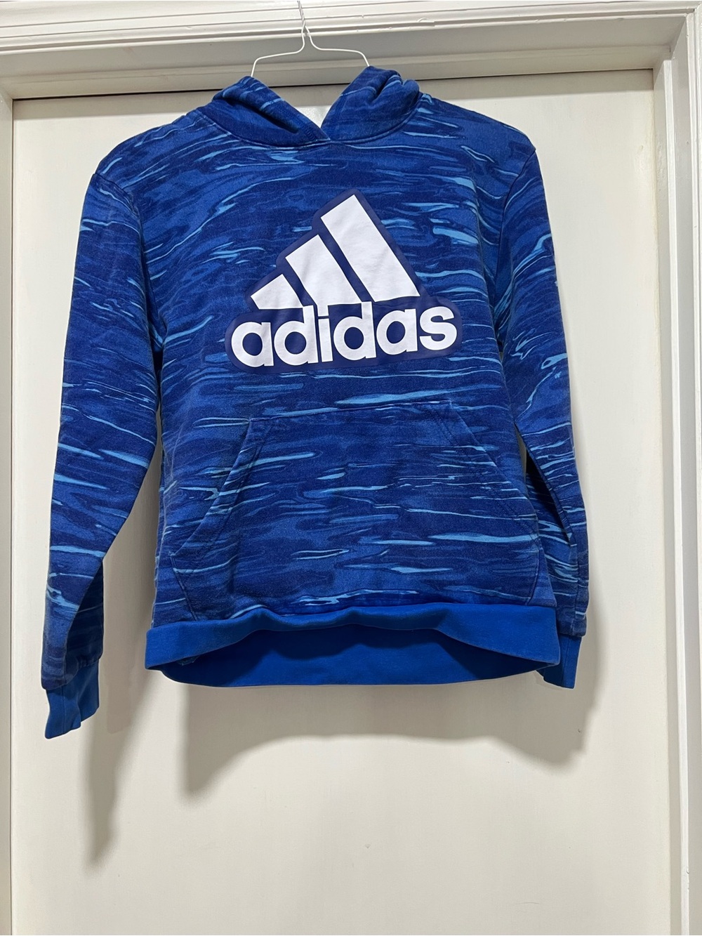 adidas Blue  Kids Hoodie with White Logo